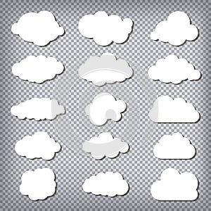 Vector illustration of clouds set on chequered background