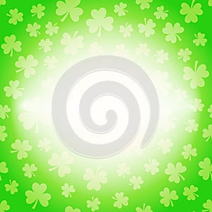 Vector illustration of clover leaves on white. St Patrick`s Day background