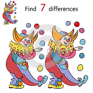 Vector illustration, clowns find the differences