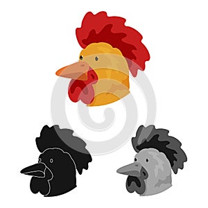 Vector illustration of cock and face symbol. Set of cock and husbandry stock symbol for web.