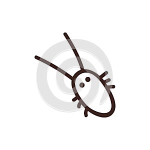 Vector illustration of a cockroach on a white background. The insect lives in the house. Roach logo icon