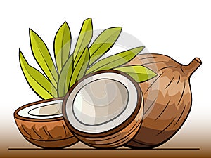 Vector illustration of coconuts on line.