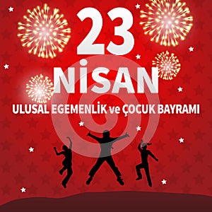 Vector illustration of the cocuk baryrami 23 nisan , translation: Turkish April 23 National Sovereignty and Children`s Day, graph