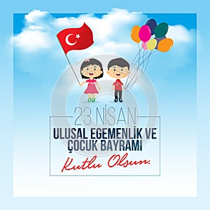 Vector illustration of the cocuk bayrami 23 nisan , translation: Turkish April 23 National Sovereignty and Children`s Day, graphic