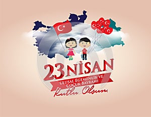 Vector illustration of the cocuk bayrami 23 nisan , translation: Turkish April 23 National Sovereignty and Children`s Day, graphic