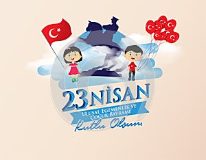 Vector illustration of the cocuk bayrami 23 nisan , translation: Turkish April 23 National Sovereignty and Children`s Day, graphic