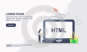 Vector illustration of coding & development or software solution concept with