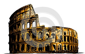 Vector illustration Coliseum. Italy Attractions art building history