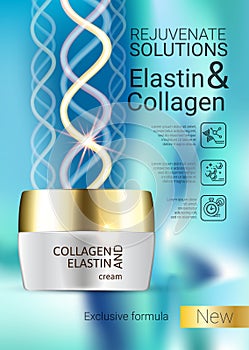 Vector Illustration with Collagen and Elastin cream photo