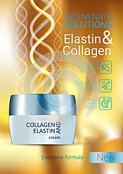 Vector Illustration with Collagen and Elastin cream photo
