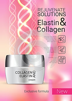 Vector Illustration with Collagen and Elastin cream photo