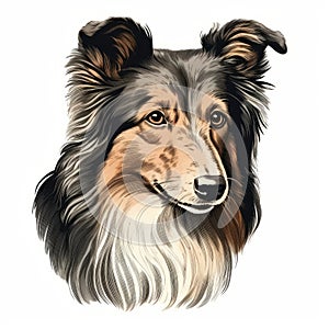 Vector Illustration Of Collie Dog In Airbrush Art Style