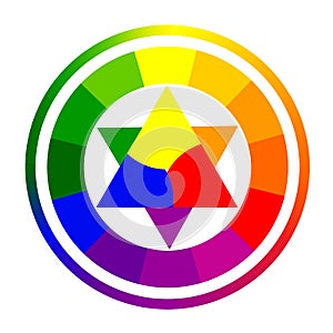 Vector illustration of color circle of twelve colors.