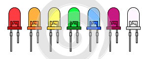 Vector Illustration of Colored LEDs Collection on White Background