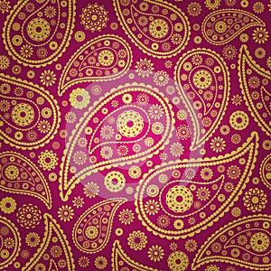 Vector illustration of colored paisley seamless background