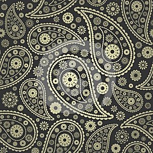 Vector illustration of colored paisley seamless background