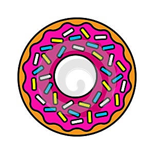 Vector illustration of colored realistic donut on white background