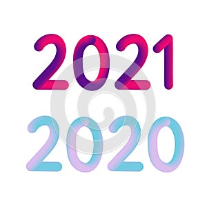 Vector illustration: Colorful 3d number of 2021 on white background. Happy New Year