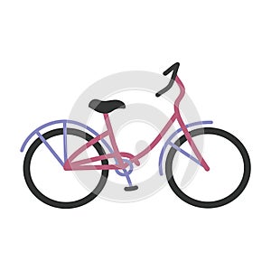 Vector illustration of colorful bike or bicycle with pink, blue and black elements