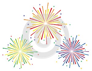 Vector illustration of colorful fireworks set
