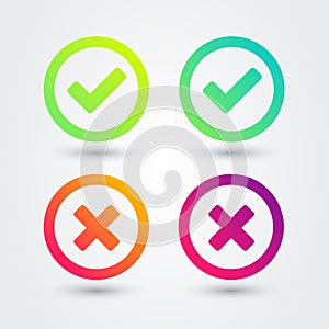 Vector Illustration Colorful Flat Gradient Checkmark Icon Set. Apps and Websites Element.