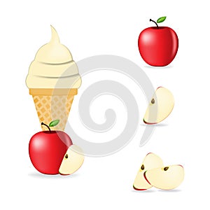 Vector illustration of colorful Fresh apple ice cream