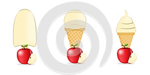 Vector illustration of colorful Fresh apple ice cream