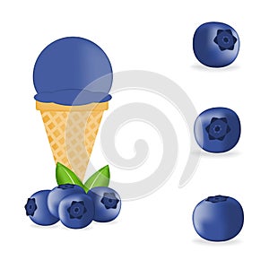 Vector illustration of colorful Fresh blueberry ice cream