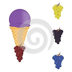 Vector illustration of colorful Fresh grape ice cream