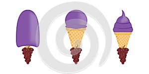 Vector illustration of colorful Fresh grape ice cream