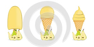 Vector illustration of colorful Fresh pear ice cream