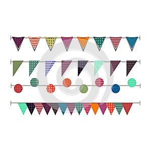 Vector Illustration of Colorful Garlands on white isolated background.