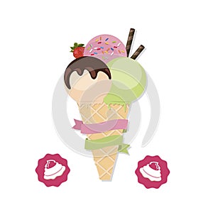 Vector illustration of colorful ice cream