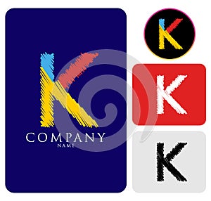 Vector illustration of colorful logo letter K Design Template