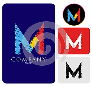 Vector illustration of colorful logo letter M Design Template