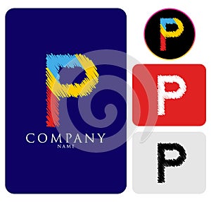 Vector illustration of colorful logo letter P Design Template