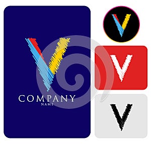 Vector illustration of colorful logo letter V Design Template