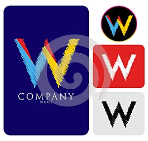 Vector illustration of colorful logo letter W Design Template