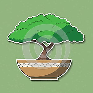 Vector Illustration of colorful paper bonsai tree.