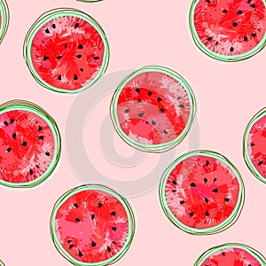 Vector illustration of colorful watermelon seamless pattern