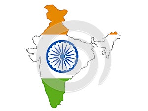 Combined Map and Flag of India