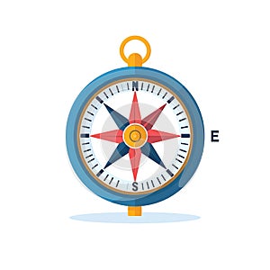 Vector Compass Illustration with Blue and Red Star on White Background