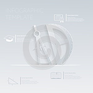 Vector illustration, compass and protractor. template graphic or website layout