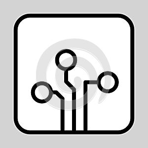 Vector illustration of computer circuit chip icon - Linear style button