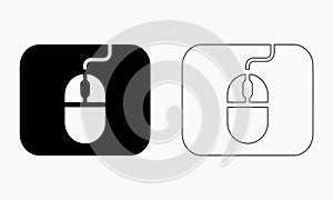 Vector Illustration of a Computer Mouse Icon in Black and White