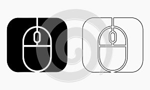 Vector Illustration of a Computer Mouse Icon in Black and White