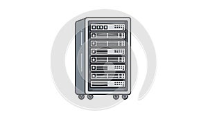 Vector Illustration of a Computer Server Rack on Wheels