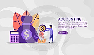 Vector illustration concept of accounting. Modern illustration conceptual for banner, flyer, promotion, marketing material, online