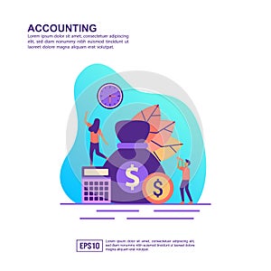 Vector illustration concept of accounting. Modern illustration conceptual for banner, flyer, promotion, marketing material, online