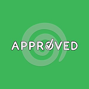 Vector illustration concept of approved text with check mark